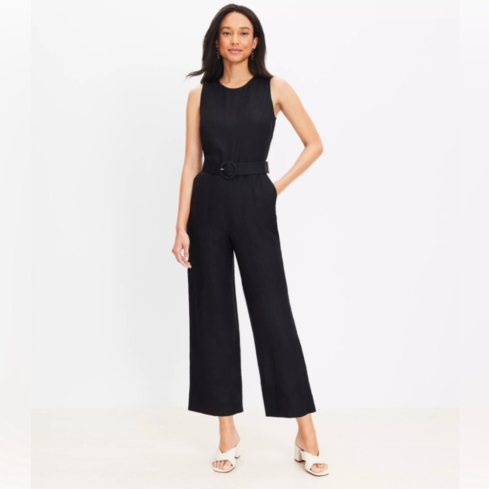 LOFT Black Belted Jumpsuit